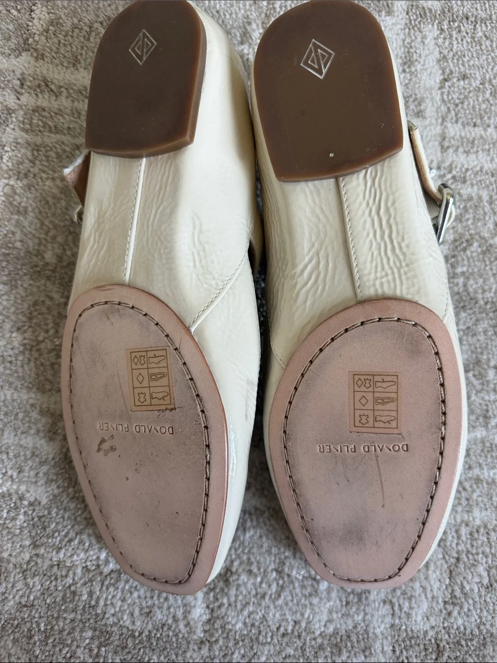 Donald J. Pliner Cream Patent Mary Jane Shoes